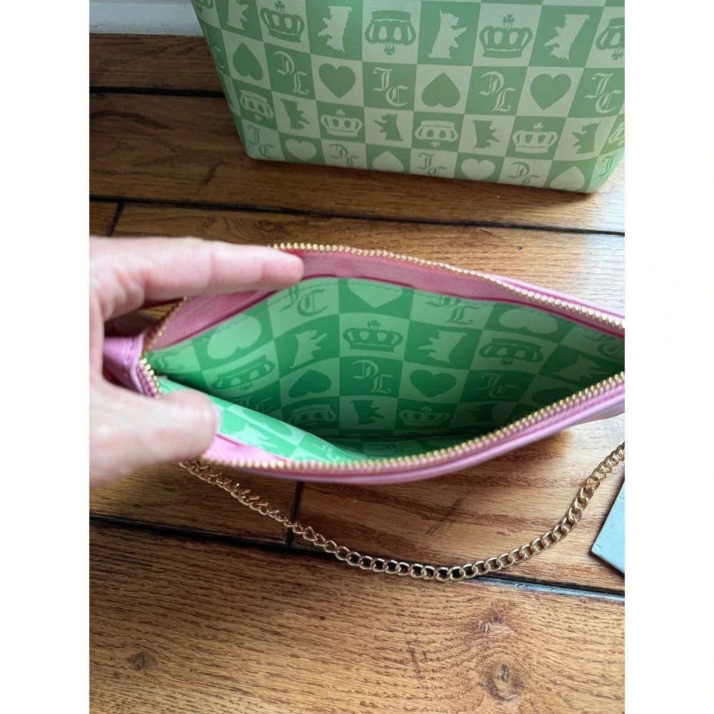 Juicy Couture Y2K Sweet Break Time 2 in 1‎ Tots Bag AND Wristlet Heart Checkered